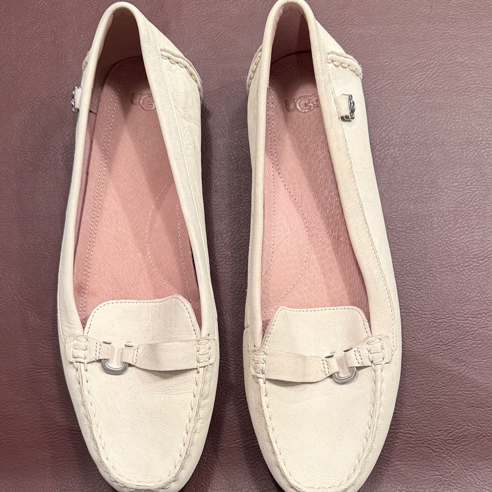 UGG Women's Beige Loafers with Silver Buckle